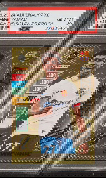 2023 PANINI ADRENALYN XL LALIGA LAMINE YAMAL BALON DE ORO GOLD PSA 10