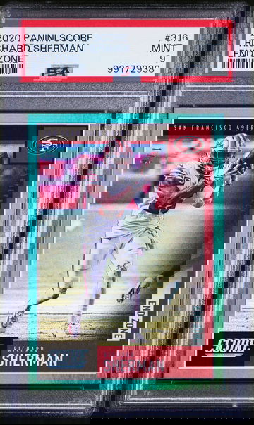 2020 Panini Score Richard Sherman #1/6 SSP #316 Football 49ers PSA 9 MINT