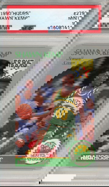 1990 HOOPS SHAWN KEMP #279 SEATTLE SUPERSONICS PSA 9 MINT