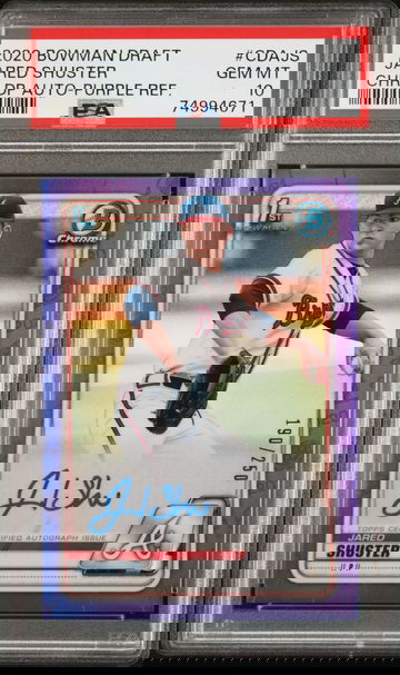 2020 Bowman Draft Chrome Purple Refractor Jared Shuster #CDA-JS Auto /250 PSA 10