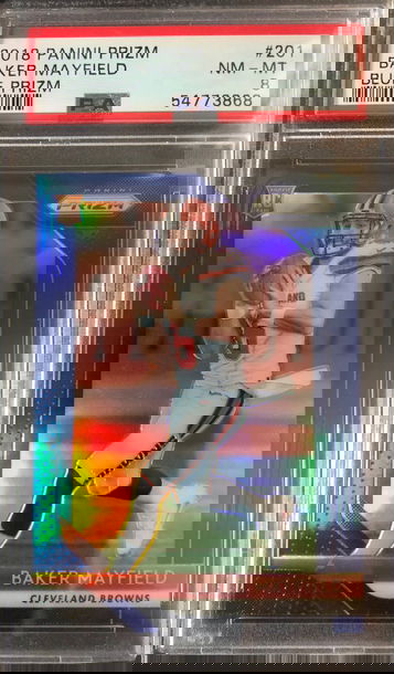 2018 Baker Mayfield Prizm Blue SSP Rookie PSA 8