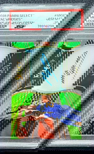 2018-19 Panini Select Mikal Bridges Rookie Signatures-Neon Green 81/99 PSA 10