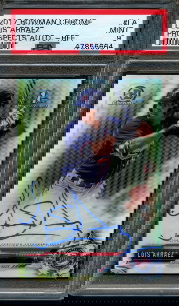 2017 Bowman Chrome Luis Arraez Refractor Auto PSA 9