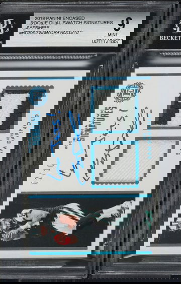 2018 PANINI ENCASED SAPPHIRE SAM DARNOLD ROOKIE PATCH AUTO /10 #RDS-SD - Mint 9, AUTO 10