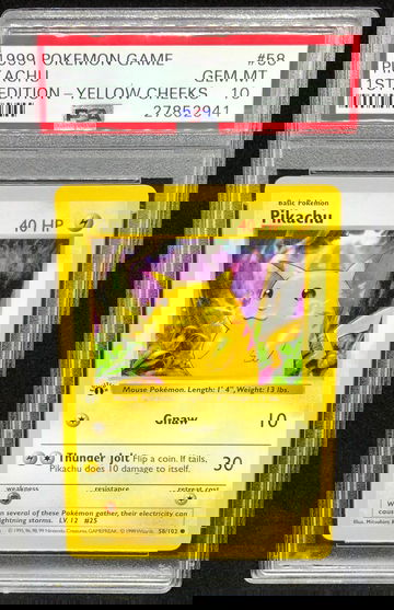 Pikachu First Edition Base Set Yellow Cheeks PSA 10 