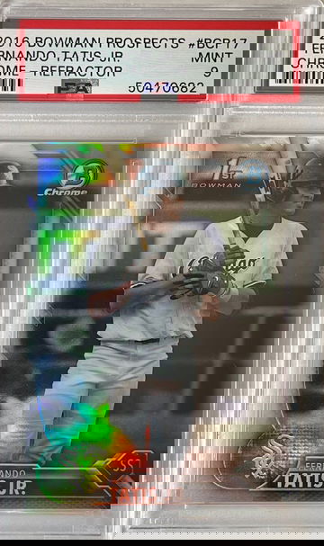 2016 Bowman Fernando Tatis Jr. Chrome- Refractor 171/499 PSA 9 (Those are not scratches on the card)