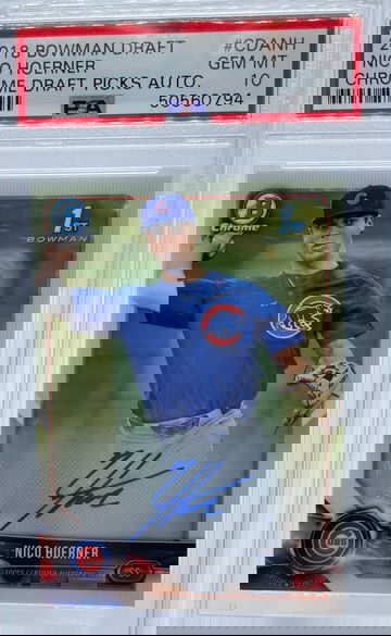2018 Bowman Draft Nico Hoerner Chrome Draft Picks Auto PSA 10 GEM MINT