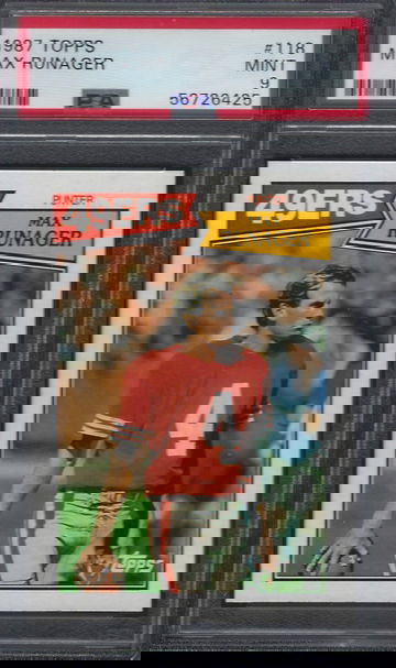 🏈1987 TOPPS FOOTBALL CARD MAX RUNAGER #118 PSA 9 MINT SF 49ers K