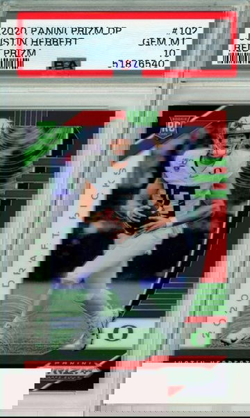 2020 PANINI PRIZM DRAFT PICKS JUSTIN HERBERT #102 RED PRIZM ROOKIE PSA 10 GEM MT