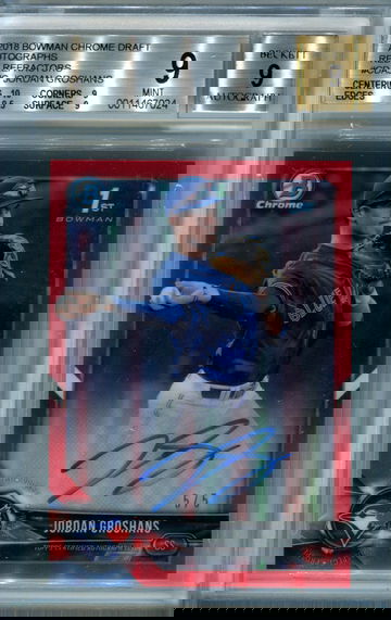 2018 Bowman Chrome red refractor /5 Jordan Groshans BGS 9 auto 9
