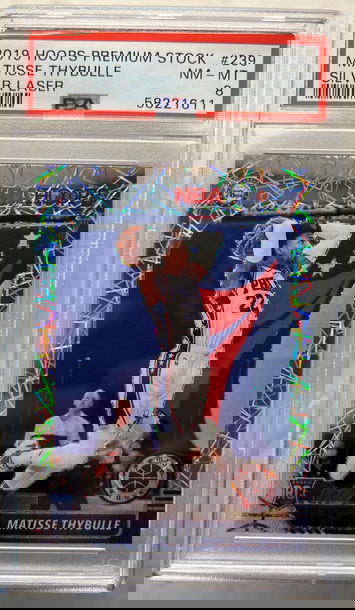 2019 panini hoops premium stock silver laser Matisse thybulle psa 8 76ers