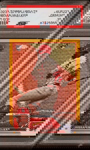 2023 TOPPS UPDATE US122 JORDAN WALKER GOLD FOIL RC PSA 10 POP 7