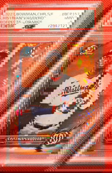 2022 Bowman Chrome Sapphire Cristhian Vaquero Bowman 1st PSA 9 Refractor /75 ORANGE
