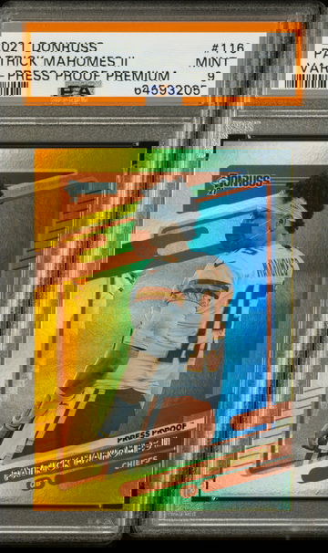 💎🧨 2021 Donruss PATRICK MAHOMES II SP Press Proof Premium Gold Holo PSA 9 🏈🦁