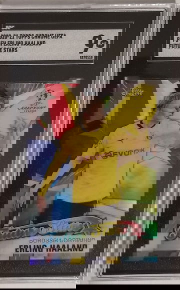 2020-21 Topps Chrome UEFA Erling Haaland Future Stars FS-EH SGC Mint 9