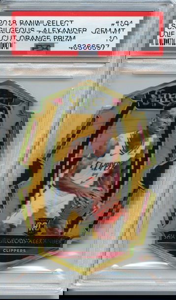 Shai Gilgeous Alexander Gilgeous-Alexander Select Die Cut Orange Prizm /65 PSA 10 NEP