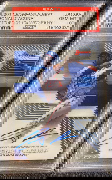 2017 Bowman’s Best Ronald Acuna Jr Best of 2017 Auto #B17RA PSA 10 Gem Mint POP 194