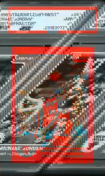 1996 Stadium Club Finest Michael Jordan Star 101 Rookie Reprint Refractor #24 PSA 9