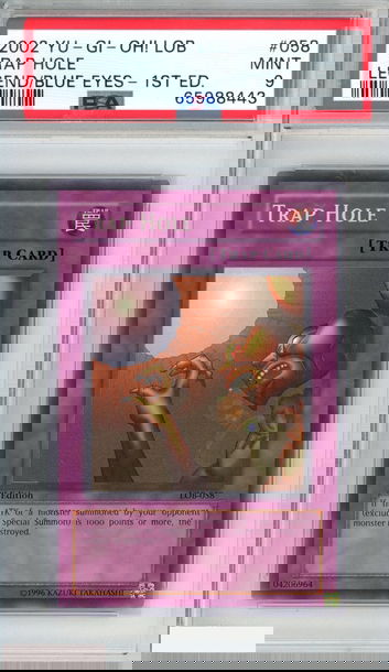 2002 YU-GI-OH! LEGEND OF BLUE EYES WHITE DRAGON TRAP HOLE #058 1ST ED PSA 9