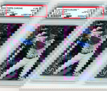 2020 topps chrome Kyle Lewis pink refractor PSA 9 and PSA 10 lot of 2