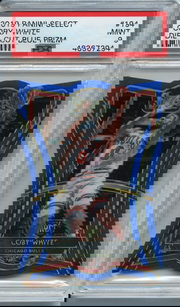 Coby White Select Blue Die-Cut Blue Prizm PSA 9