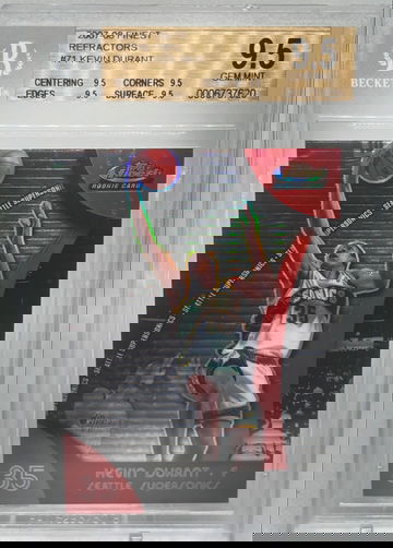2007-08 Topps Finest #71 Kevin Durant Refractor SP RC BGS 9.5 TRUE GEM