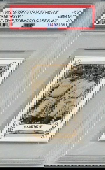 1992 SPORTS CARDS NEWS OLD TIME TOBACCO CARDS HC #53 BABE RUTH LOU GEHRIG PSA 10