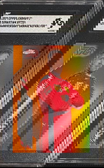2020 Topps Chrome Sebastian Vettel Orange 70th Anniversary Refractor Formula 1 F1 SGC 9