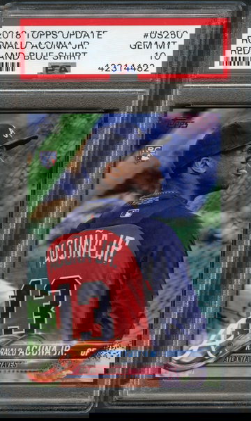 2018 TOPPS UPDATE RONALD ACUNA JR RED BLUE SP PSA 10