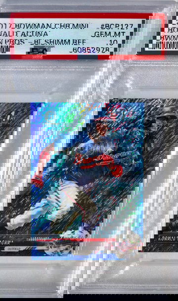 2017 Bowman Chrome Mini Ronald Acuna Jr Blue Shimmer /150 PSA 10 Gem Mint