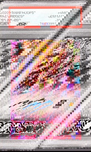 2020-21 Panini Hoops Mikal Bridges Hoops Ink Red Auto /25 PSA 10 Gem Mint