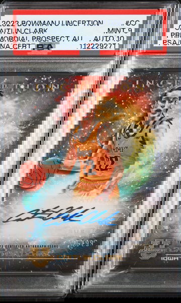 2022 BOWMAN U INCEPTION PRIMORDIAL PROSPECT AUTO CAITLIN CLARK PSA 9 AUTO PSA 10