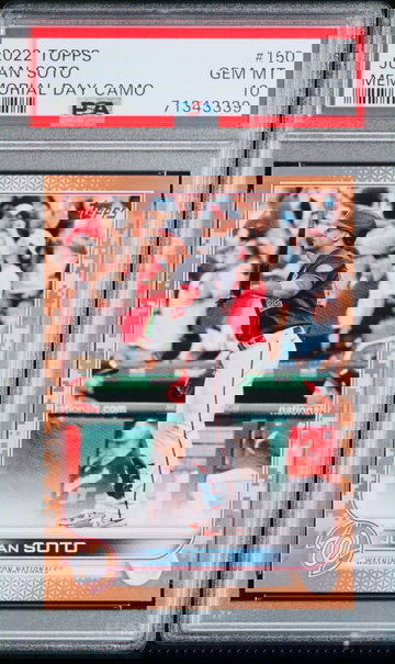 Juan Soto Camo Memorial Day Bat Flip PSA 10 /25 POP 3