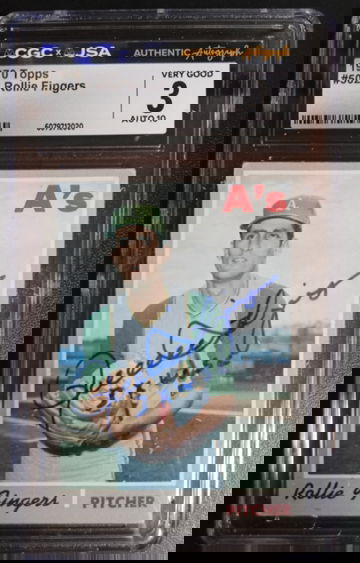 1970 Topps #502 Rollie Fingers CGC 3 JSA Auto 10 