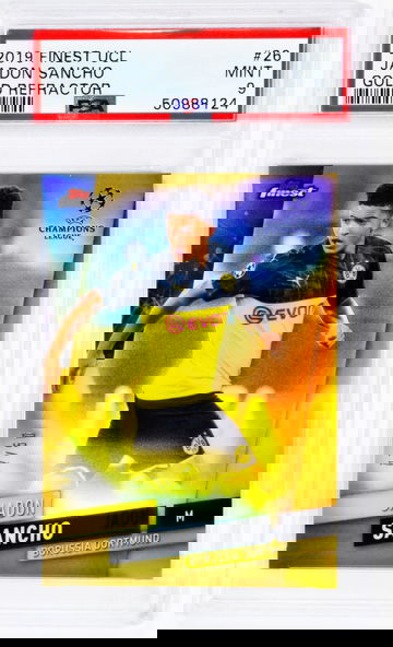 2019 Jadon Sancho Topps Finest UEFA Champions League  Gold Refractor  #26 PSA 9