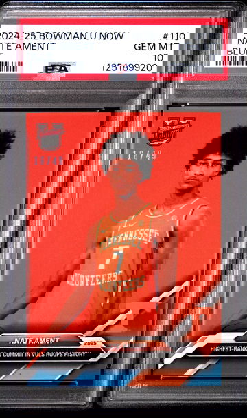 2024-25 BOWMAN U NOW NATE AMENT #/49 BLUE #110 FIRST CARD RC PSA 10