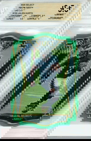 2020 PANINI SELECT GREEN PRIZM DIE CUT JALEN HURTS #150 BGS 9.5 RC