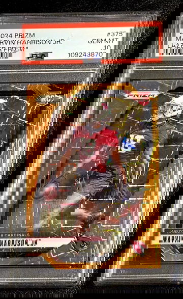🔥 2024 Prizm  Marvin Harrison Jr  Orange Lazer  RC #375  PSA 10  Cardinals Rookie