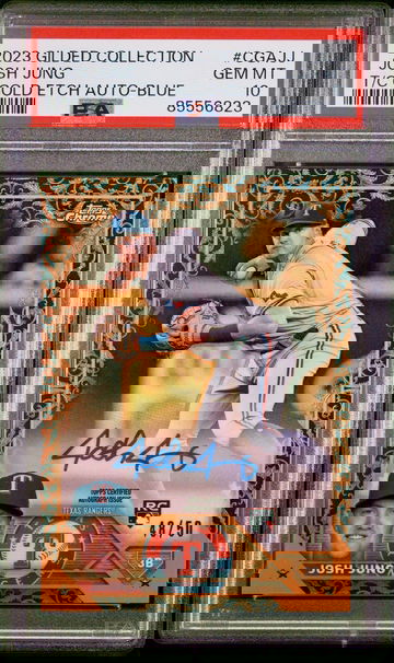 2023 Topps Chrome Gilded Collection Gold Etch Autograph Blue Refractor Josh Jung #CGAJJ /50 PSA 10