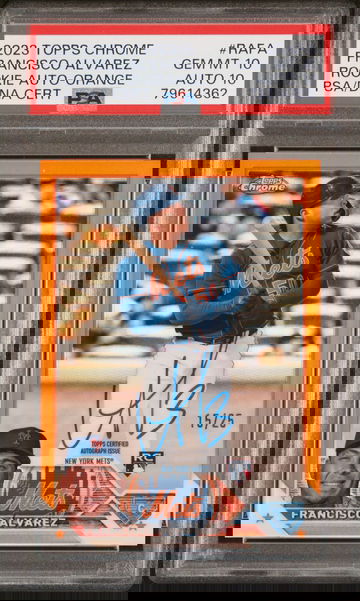 PSA 10/10 2023 Topps Chrome Francisco Alvarez Orange Rookie Auto /25