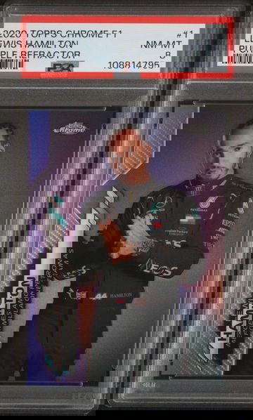 2020 Topps Chrome #1 Lewis Hamilton Purple Refractor /399 PSA 8