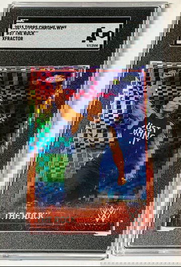 2015 WWE Topps Chrome The Rock Xfractor #57 SGC A (Authentic Altered)