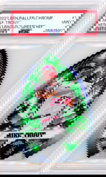 2022 Ben Baller Chrome #1 Mike Trout Ben's Diamond Die Cut-Green Refractor PSA 9 MINT!