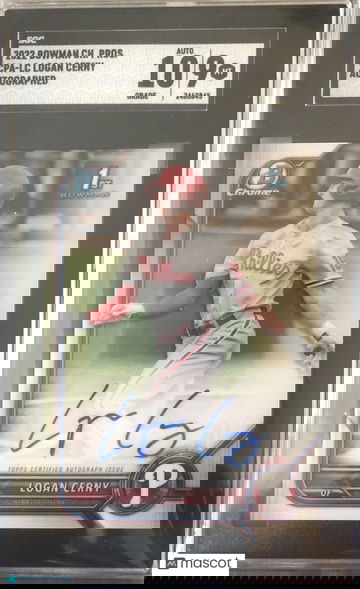 Logan Cerny 2022 Bowman Chrome 1st Prospect #CPA-LC Autograph Phillies SGC 9/10