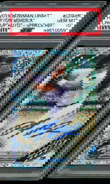 2019 Bowman Chrome PEYTON BURDICK Sparkles Refractor Auto RC #70/71 PSA 10 Miami Marlins