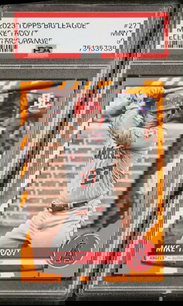 Mike Trout 2023 Topps Big League #27 Electric Orange PSA 9