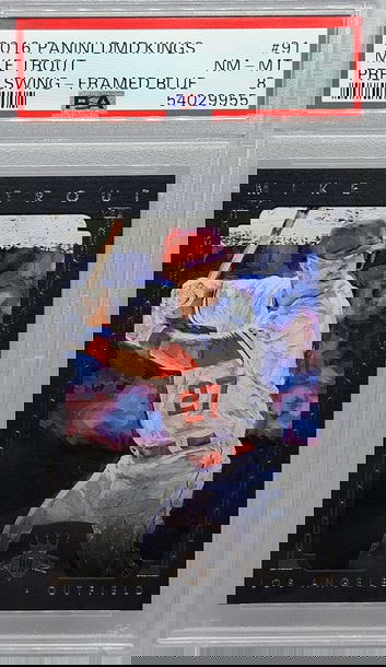 2016 PANINI DMD.KINGS #91 MIKE TROUT PRE-SWING - FRAMED BLUE PSA 8