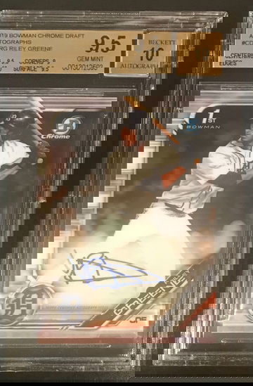 2019 Bowman Chrome Draft Riley Greene Gem Mint Auto BGS 9.5/10 Tigers