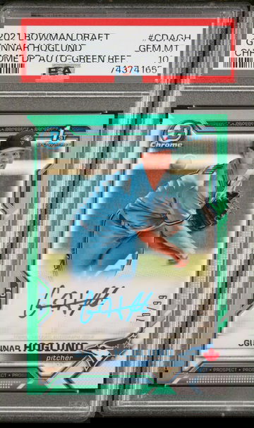 2021 BOWMAN DRAFT AUTO GUNNAR HOGLUND GREEN PSA 10