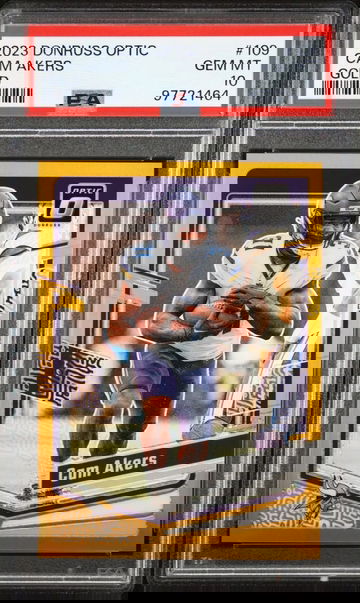 2023 PANINI DONRUSS OPTIC 109 CAM AKERS GOLD /10 PSA 10